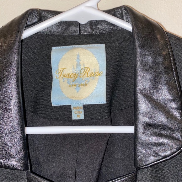 Tracy Reese black 100% lamb leather blazer sz 10 - Picture 12 of 13